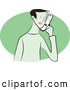 Clip Art of AGreen Guy Talking on a Cell Phone by Prawny