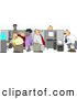 Clip Art of AGroup of Caucasian and African American Office Employees Doing Their Daily Routine by Djart