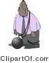 Clip Art of an Illegal Immigrant Wrapped in a Ball and Chain by Djart