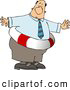 Clip Art of an Obese Businessman Wearing a Life Preserver, on White by Djart