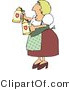 Clip Art of an Oktoberfest German Woman Serving Beer in Steins to Customers by Djart