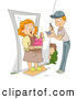 Clip Art of APrankster Boy Having a Funny Dress Delivered to His Mom by BNP Design Studio