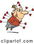 Clip Art of ASmitten White Man Struck with Cupids Arrows by Toonaday