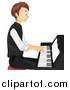 Clip Art of ATeen Boy Sitting and Playing a Piano by BNP Design Studio
