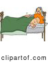 Clip Art of ATired Husband Trying to Wake up His Wife in Bed During the Early Morning by Djart