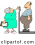 Clip Art of AWhite Nurse Weighing Overweight Man on a Scale by Djart
