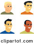 Clip Art of Four Smiling Male Avatars by Monica