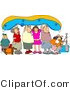 Clip Art of Friends and Family Going River Rafting, Holding the Raft up by Djart
