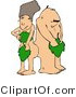 Clip Art of Naked Adam and Eve Covering Their Private Parts with Leaves by Djart