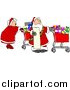 Clip Art of Santa and Mrs Claus Shopping for Christmas Presents by Djart