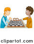 Clip Art of White and Black Teen Boys Playing Chess by BNP Design Studio